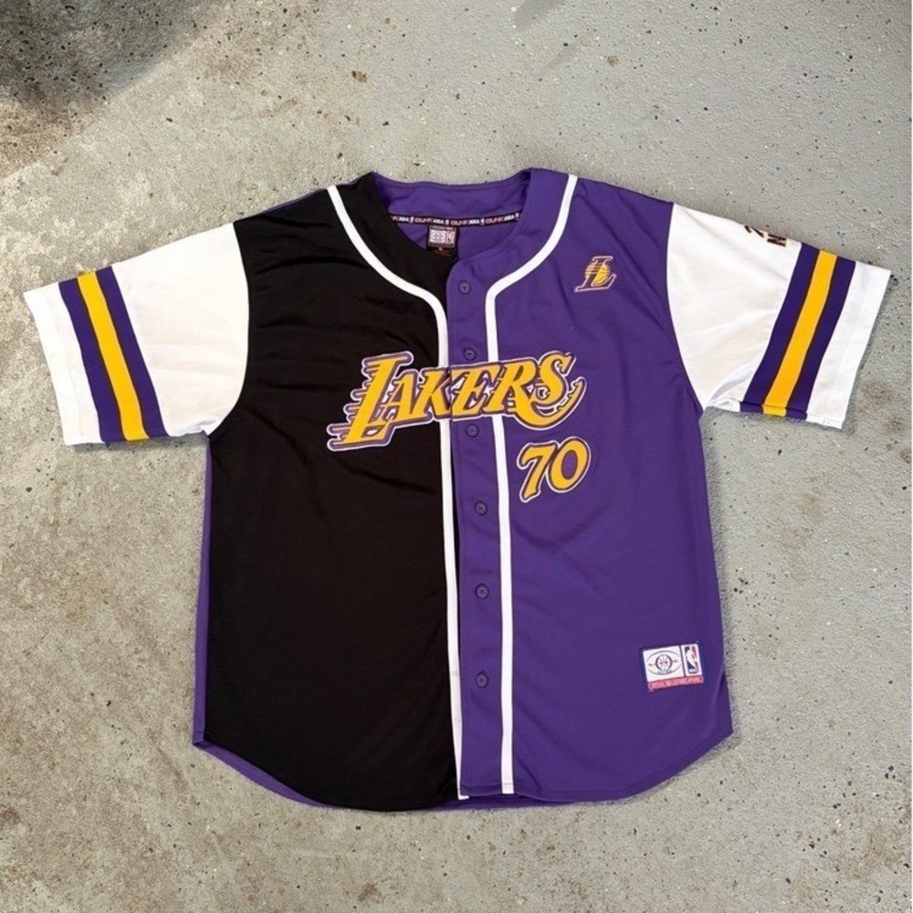 Vintage UNK NBA Los Angeles Lakers Split Jersey Mens XL Purple Black Baseball